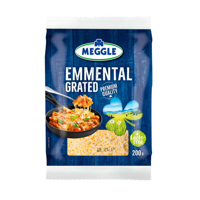Emmental Cheese Lactose free grated, 200 g Meggle